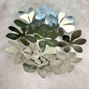 Ikea Stockholm Monika Mulder Bowl Centerpiece Stainless Steel Floral Leaf 17"